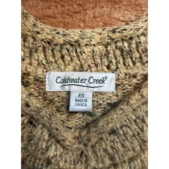 Coldwater Creek Women XS/S Sweater Long Sleeve Round Neck Moose Knit Beige - Picture 2 of 5
